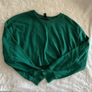 Green Long Sleeve Crop Top